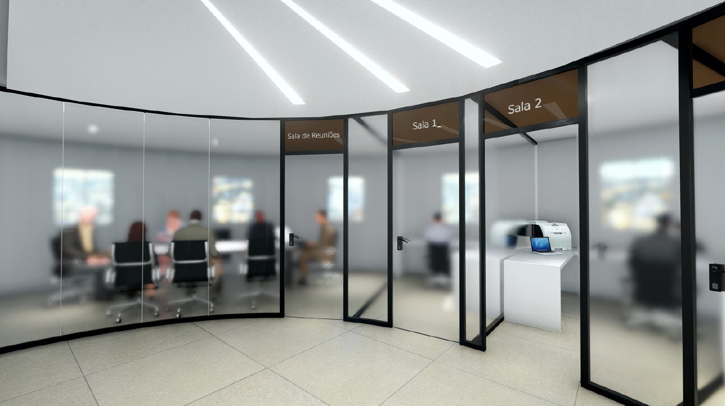 Coworking com sala de reunião
