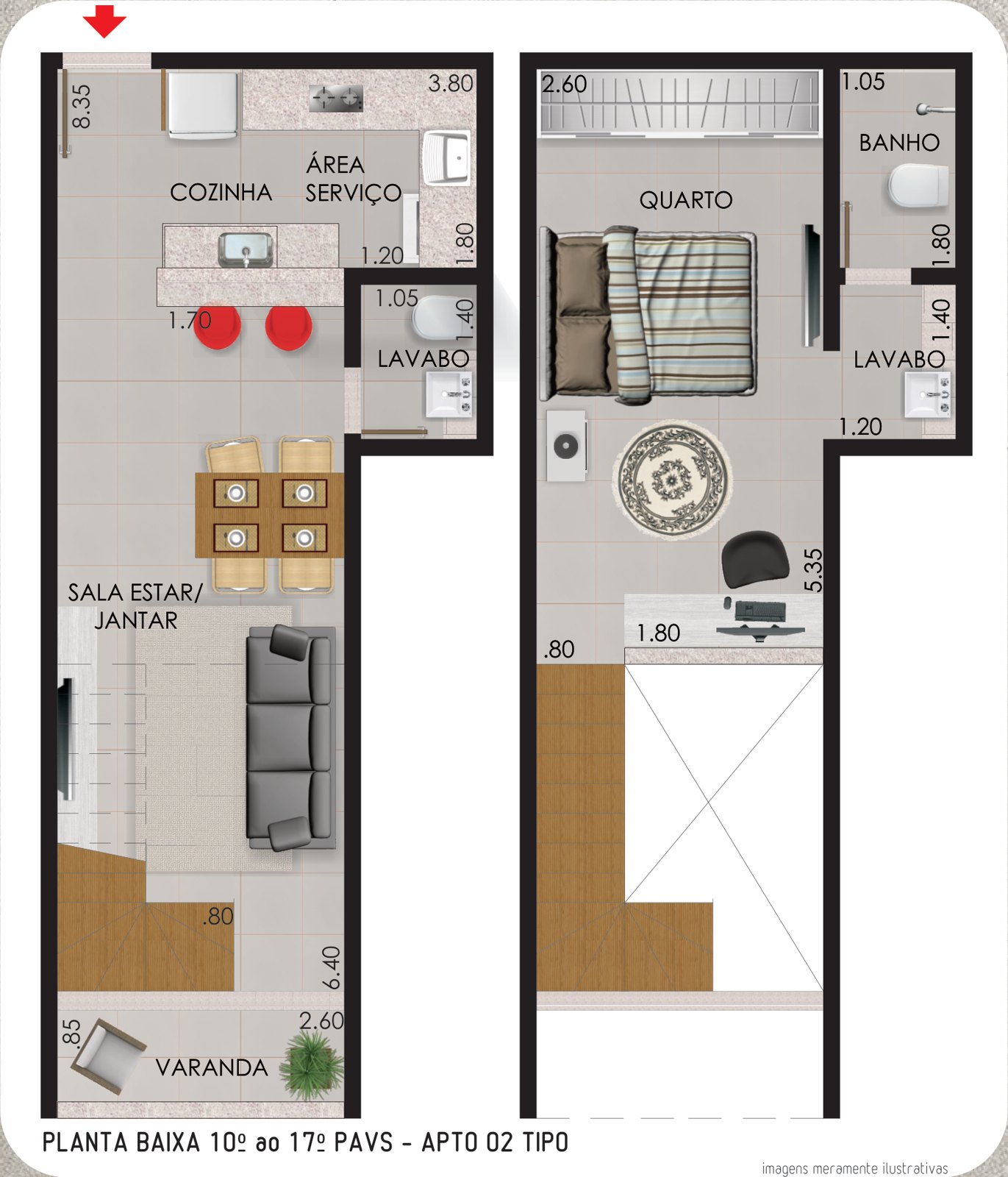 Planta do Loft Duplex